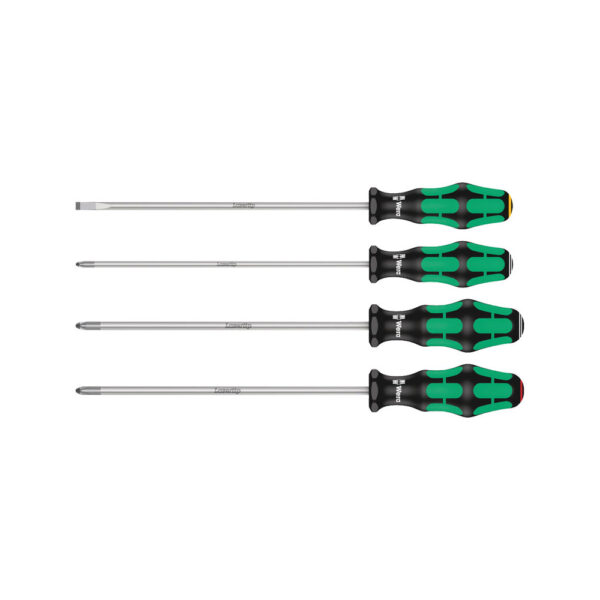 Wera 05347736002 4 Piece 335/350/355 Kraftform Plus Lasertip 200mm Long Blade Screwdriver Set