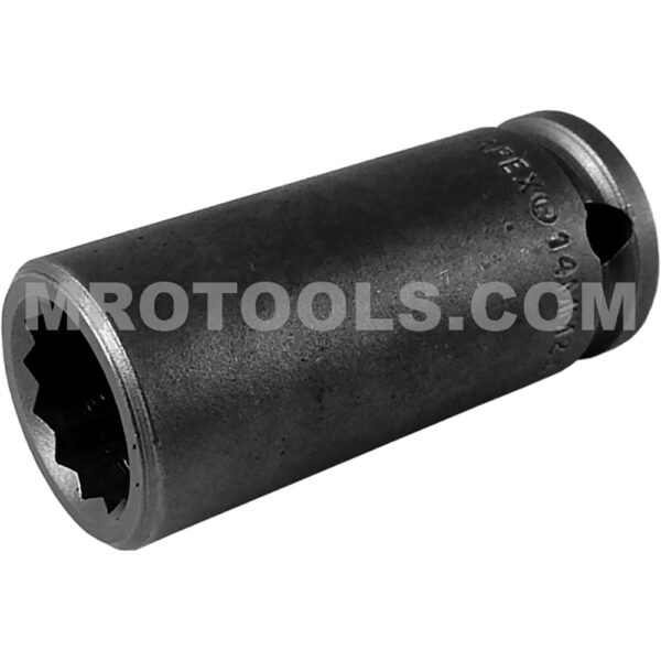Apex 14MM23-D 14mm 12-Point Long Impact Socket, 3/8'' Square Drive