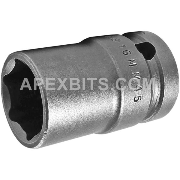 Apex 16MM45 16mm 6-Point Standard Impact Socket, Thin Wall, 1/2'' Square Drive