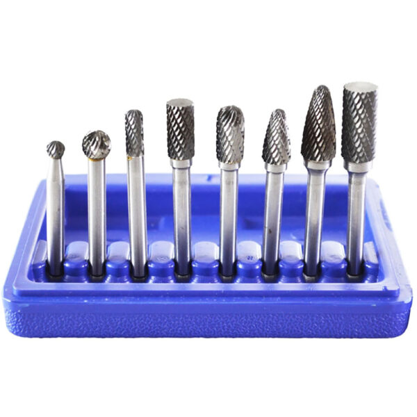 2181 Astro Pneumatic Double Cut Carbide Rotary Burr 8PC Set 1/4'' Shank in Blow Molded Case