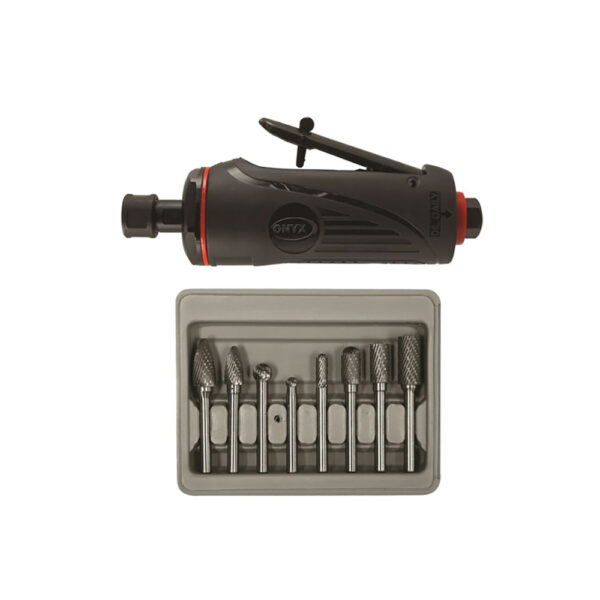2181B Astro Pneumatic ONYX Die Grinder 2PC Kit with 1/4'' Medium Die Grinder and 8PC Double Cut Carbide Rotary Burr Set