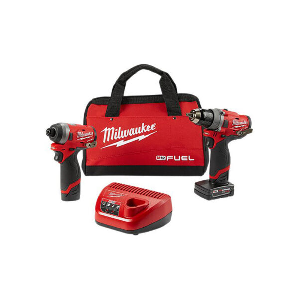 2596-22 Milwaukee M12 FUEL 2-Tool Combo Kit, 1/2'' Drill Driver and 1/4'' Hex Impact Driver