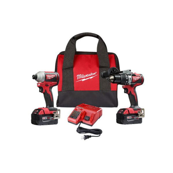 2893-22 Milwaukee M18 Brushless 2-Tool Combo Kit, Hammer Drill/ 3-Speed Impact Driver