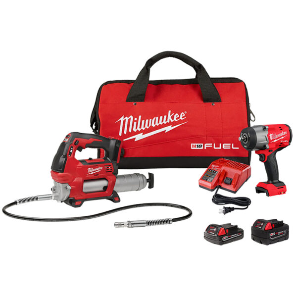 2967-22GG Milwaukee M18 FUEL 1/2'' HTIW w/ Friction Ring & Grease Gun Combo Kit