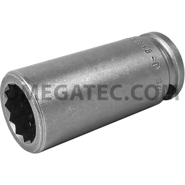 Apex 3218-D 9/16'' 12-Point Long Impact Socket, 3/8'' Square Drive