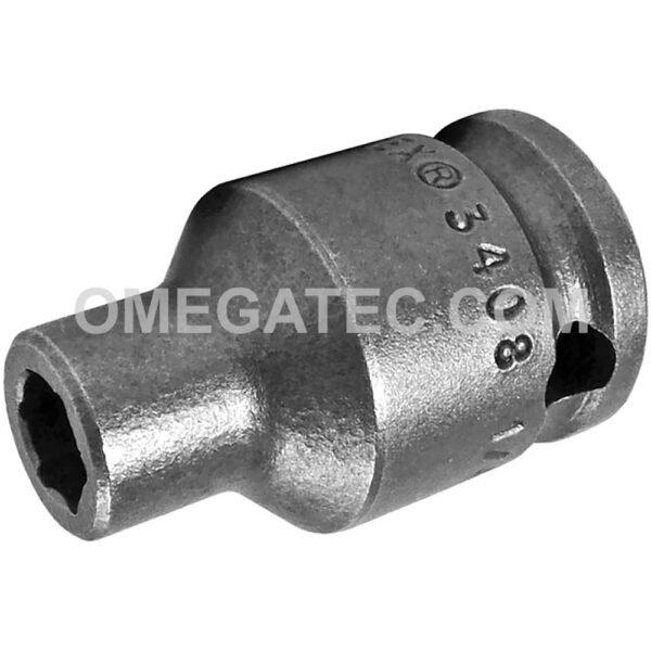 Apex 3408 1/4'' 6-Point Standard Impact Socket, Thin Wall, 3/8'' Square Drive