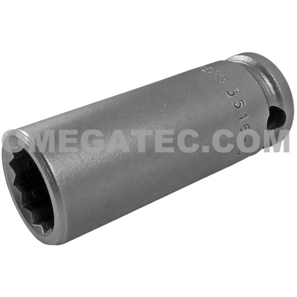 Apex 3516-D 1/2'' 12-Point Long Impact Socket, Thin Wall, 3/8'' Square Drive