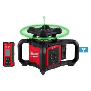 3702-21 Milwaukee M18 Green Interior Rotary Laser Level Kit w/ Remote/Receiver & Wall Mount Bracket