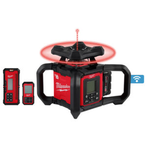 3704-21 Milwaukee M18 Red Exterior Dual Slope Rotary Laser Level Kit w/ Receiver & Remote