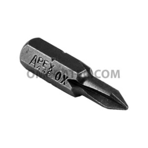 Apex 446-0X #0 Phillips Insert Bits, 1/4'' Hex Drive, Limited Clearance