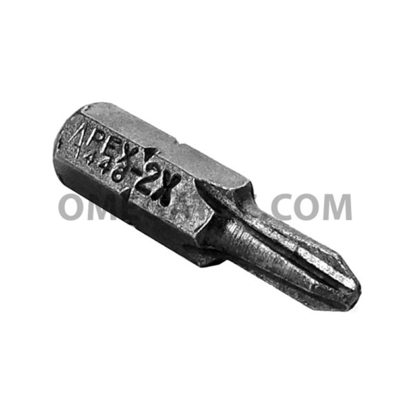 Apex 446-2X #2 Phillips Insert Bits, 1/4'' Hex Drive, Limited Clearance