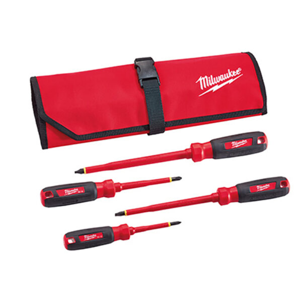 48-22-2204 Milwaukee 4 PC 1000V Insulated Screwdriver Set w/ Roll Pouch