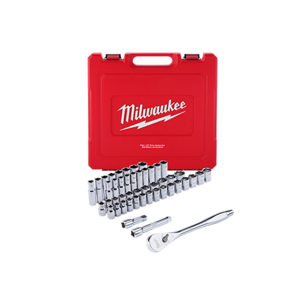 48-22-9010 Milwaukee 1/2'' Drive SAE & Metric Ratchet and Socket 47PC Set