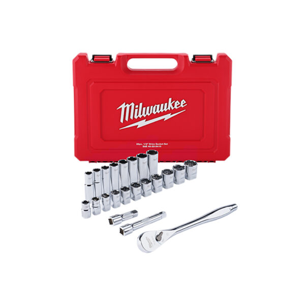 48-22-9410 Milwaukee 1/2'' Drive SAE Ratchet & Socket 22PC Set