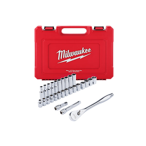 48-22-9510 Milwaukee 1/2'' Drive Metric Ratchet & Socket 28PC Set