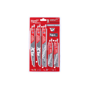 49-22-5505 Milwaukee SAWZALL Carbide Demolition Wood and Metal Cutting Reciprocating Saw Blade 5PC Set