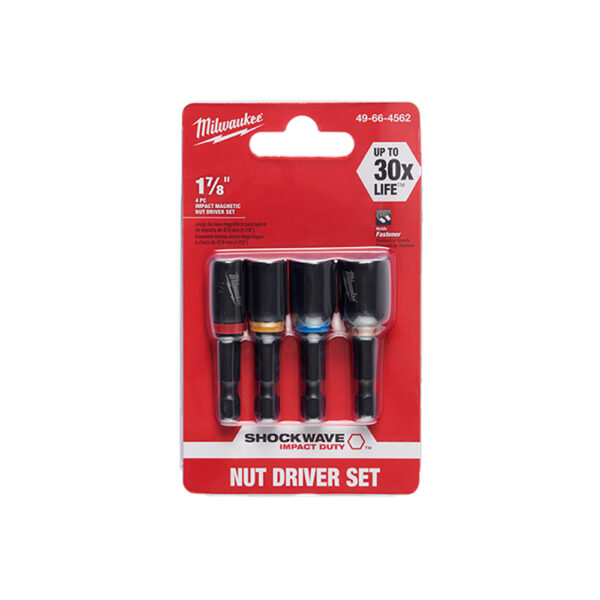 49-66-4562 Milwaukee SHOCKWAVE 1-7/8'' Magnetic Nut Driver 4PC Set