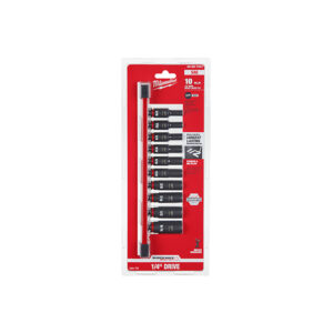 49-66-7001 Milwaukee SHOCKWAVE Impact Duty 1/4'' Drive SAE Deep 6 Point Socket 10PC Set