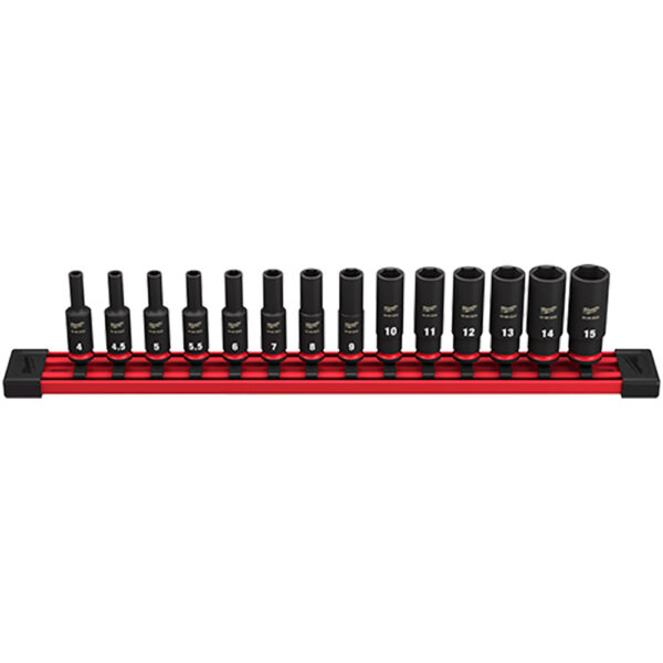 49-66-7003 Milwaukee SHOCKWAVE Impact Duty 1/4'' Metric Deep 6 Point Socket 14PC Set