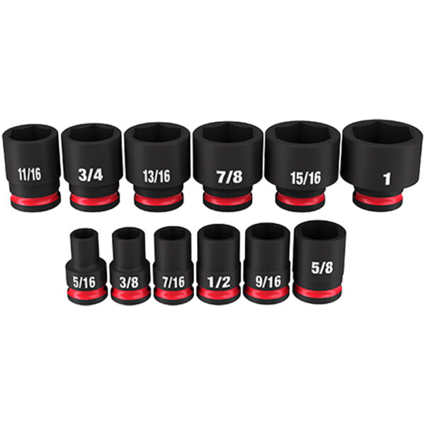 49-66-7005 Milwaukee SHOCKWAVE Impact Duty 3/8'' Drive SAE Standard 6 Point Socket 12PC Set