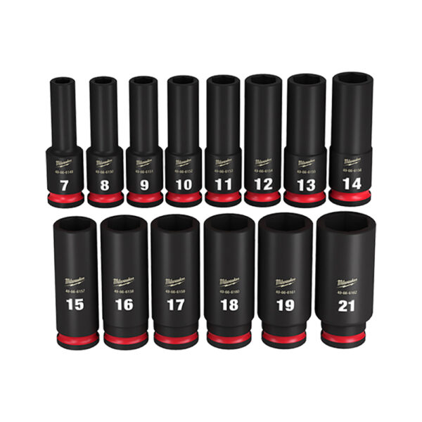 49-66-7008 Milwaukee SHOCKWAVE Impact Duty 3/8'' Drive Metric Deep 6 Point Socket 14PC Set