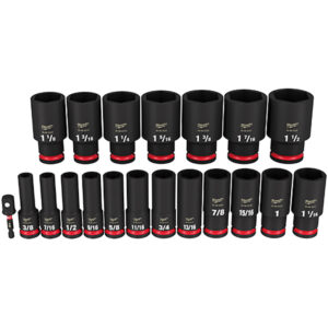 49-66-7012 Milwaukee SHOCKWAVE Impact Duty 1/2'' Drive SAE Deep 6 Point Socket 19PC Set