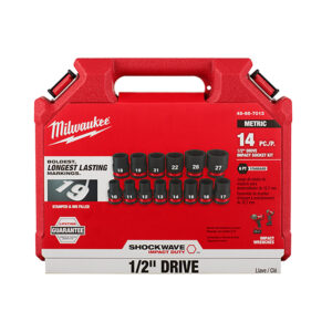 49-66-7013 Milwaukee SHOCKWAVE Impact Duty 1/2'' Drive Metric Standard 6 Point Socket 14PC Set