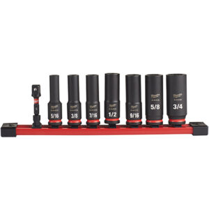 49-66-7024 Milwaukee SHOCKWAVE Impact Duty 3/8'' Drive SAE Deep 6 Point Socket 8PC Set