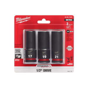 49-66-7025 Milwaukee SHOCKWAVE Impact Duty 1/2'' Drive Metric Deep 6 Point Socket 3PC Set