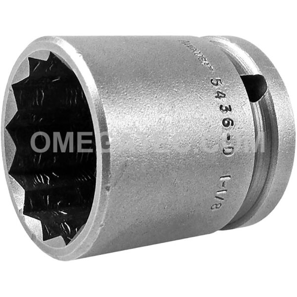 Apex 5436-D 1-1/8'' 12-Point Standard Impact Socket, Thin Wall, 1/2'' Square Drive