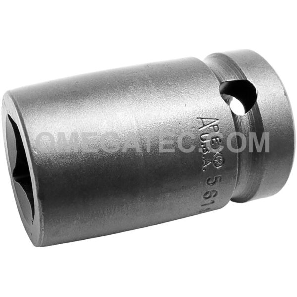 Apex 5614 7/16'' 4-Point Standard Impact Socket, For Single Square Nuts, 1/2'' Square Drive