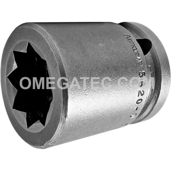 Apex 5620-D 5/8'' 8-Point Standard Impact Socket, For Double Square Nuts, 1/2'' Square Drive