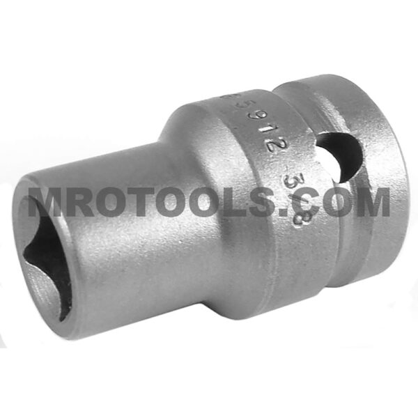 Apex 5912 3/8'' 4-Point Standard Impact Socket, Thin Wall, For Single Square Nuts, 1/2'' Square Drive