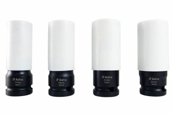 7404 Astro Pneumatic Flank Bite Damaged Lug Nut Socket Set W/Spinning Protective Sleeves