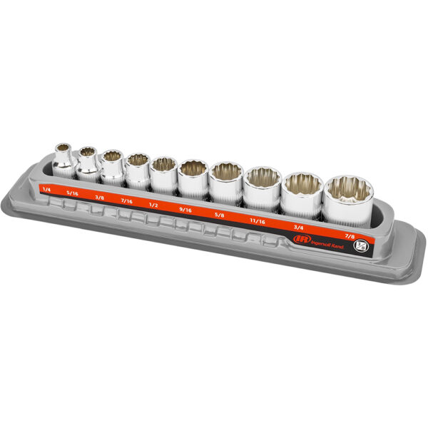 Ingersoll Rand 752048X 10PC 3/8'' Drive Shallow Socket Set - SAE 12 Point