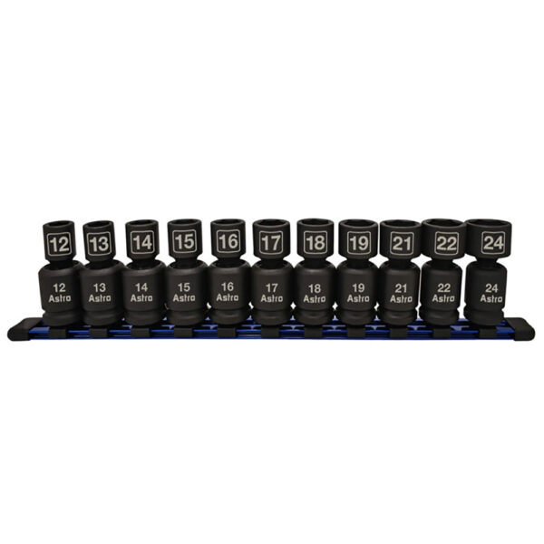 78244 Astro Pneumatic 11PC 1/2'' Drive Nano Pinless Universal Impact Sockets, Metric