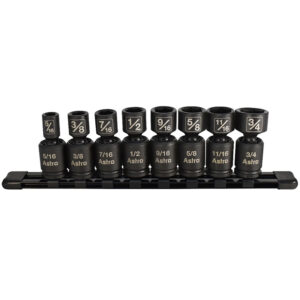 78340 Astro Pneumatic 8PC 3/8'' Drive Nano Pinless Universal Impact Sockets, SAE