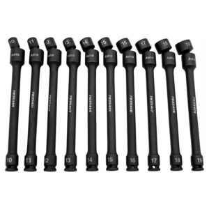 78354 Astro Pneumatic 10PC 3/8'' Drive 6-Point Pinless Universal Extension Socket Set-Metric