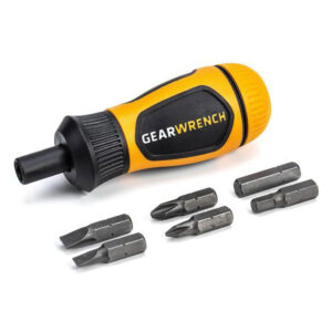 GearWrench 80061R 6-in-1 Stubby Ratcheting Multi-Bit Driver