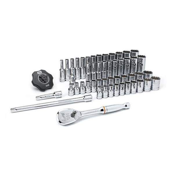 GearWrench 80301 1/4'' Drive 12 Point Standard & Deep SAE/Metric Mechanics 51PC Tool Set