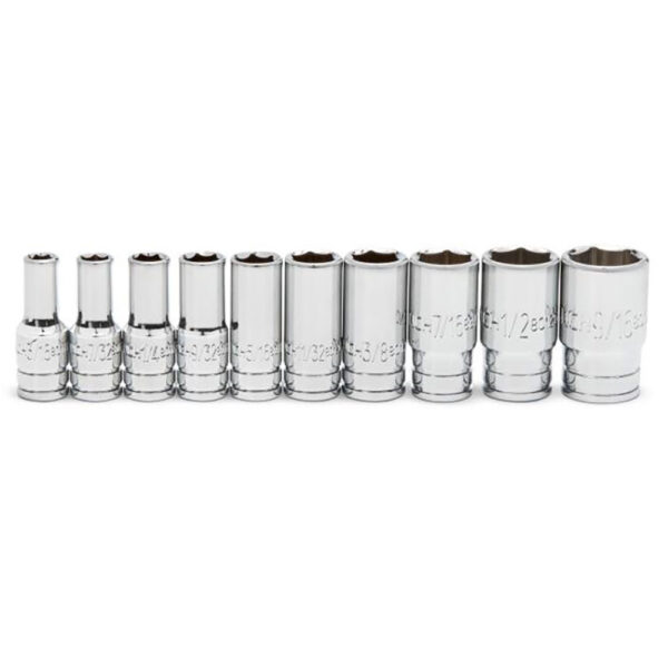 GearWrench 80305S-06 10PC 1/4'' Drive 6 Point Mid Length SAE Socket Set
