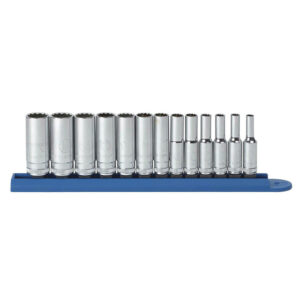 GearWrench 80308 13pc 1/4'' Drive 12 Point Deep Metric Socket Set