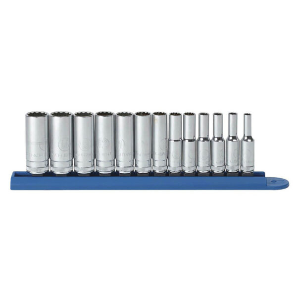 GearWrench 80308 13pc 1/4'' Drive 12 Point Deep Metric Socket Set