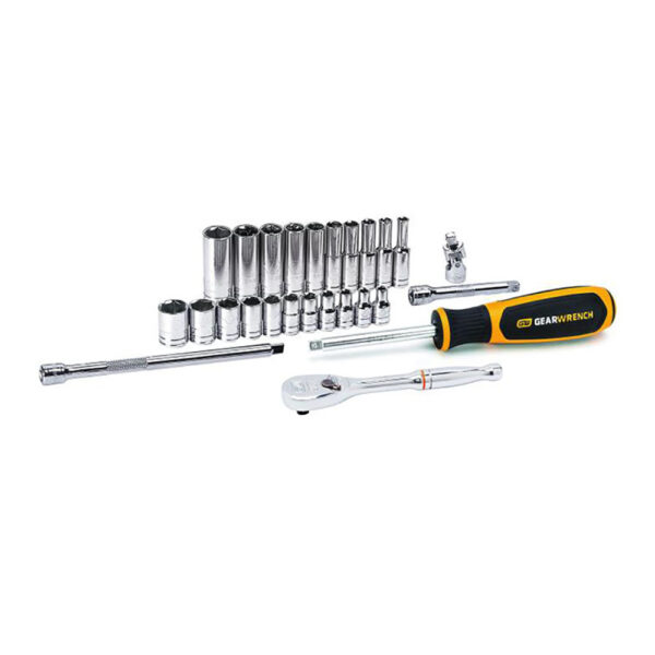 GearWrench 80312DD 1/4'' Drive 6 Point Standard SAE Mechanics 26PC Tool Set