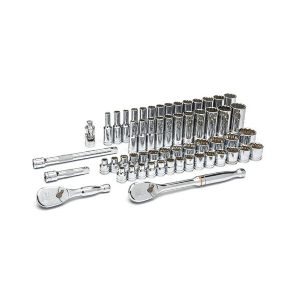 GearWrench 80551 3/8'' Drive 12 Point Standard & Deep SAE/Metric Mechanics 57PC Tool Set