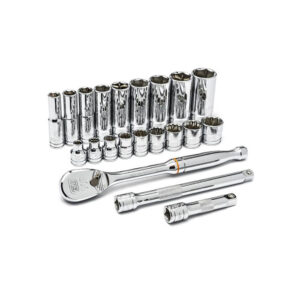 GearWrench 80557 3/8'' Drive 6 & 12 Point Standard & Deep SAE Mechanics 21PC Tool Set