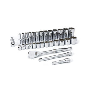 GearWrench 80568 3/8'' Drive 12 Point Standard & Deep SAE Mechanics 30PC Tool Set