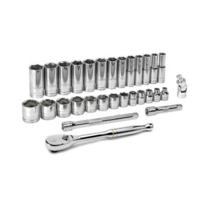 GearWrench 80569 3/8'' Drive 6 Point Standard & Deep SAE Mechanics 30PC Tool Set