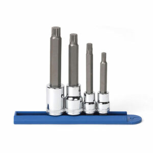 GearWrench 80572 3/8'' & 1/2'' Drive Extra Long Triple Square Bit Metric Socket 4PC Set
