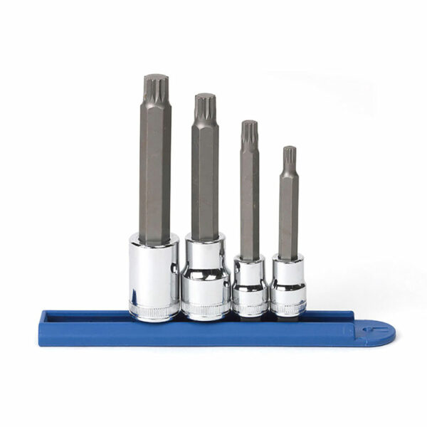 GearWrench 80572 3/8'' & 1/2'' Drive Extra Long Triple Square Bit Metric Socket 4PC Set